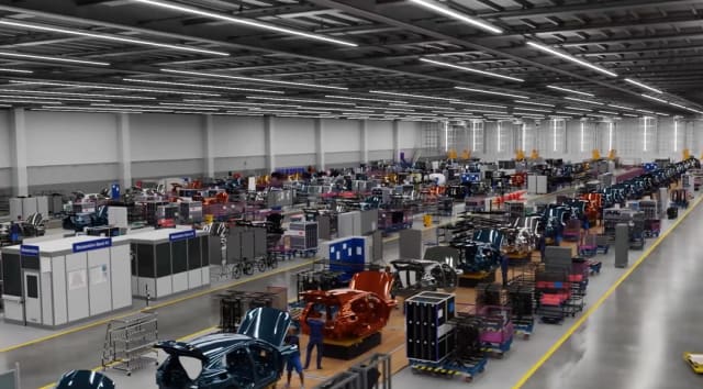 BMW Group’s factory of the future, developed in Omniverse. (Image courtesy of NVIDIA.)