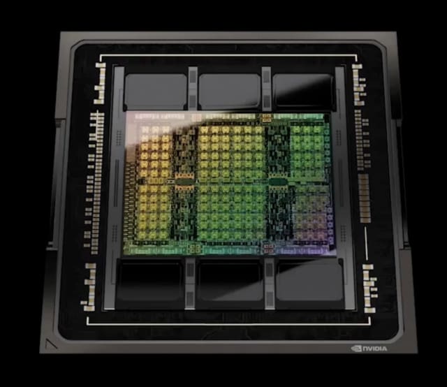 The Hopper-based H100 GPU die. (Source: NVIDIA.)