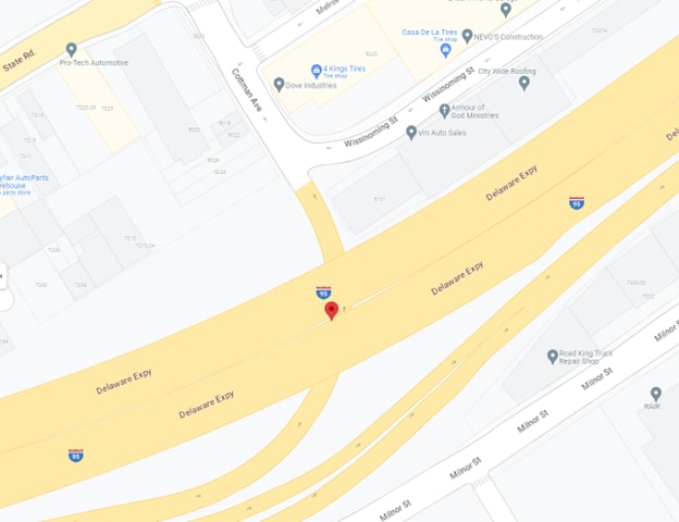 Google Maps view of I-95 where the collapse occurred from Eng-Tips.com.