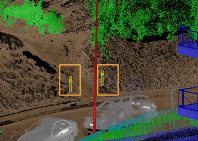 A custom 3D deep learning model trained in Trimble Business Center (TBC) is applied on the top of the TBC generic outdoor model. Image courtesy of Trimble.