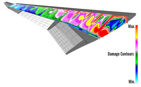 Fatigue analysis of panels on an aircraft wing. (Image courtesy of MSCSoftware.)