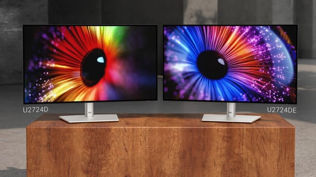 The new Dell UltraSharp 27 Monitor (U2724D, left) and Dell UltraSharp 27 Thunderbolt Hub Monitor (U2724DE, right) received the top score of 5 stars in TÜV Rheinland’s new Eye Comfort certification. (Image: Dell.)