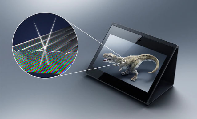 Illustration of a lenticular lens used in the Sony Spatial Reality stereoscopic display, which eliminates the need for filtered 3D glasses. (Source: Sony.)