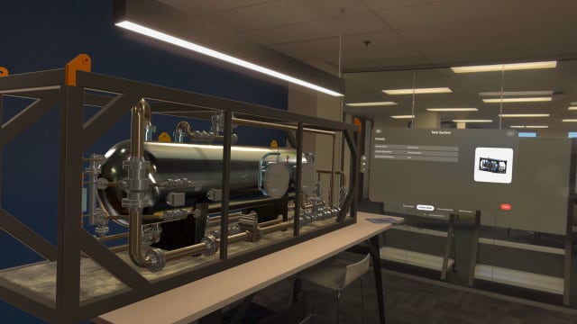 View from within the Apple Vision Pro headset of a tank system displayed in Onshape. (Image: PTC.)