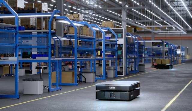 Industrial Mobile Robots (IMRs), like those developed by OTTO Motors, are becoming more common in factories around the world. (Image: OTTO Motors by Rockwell Automation)