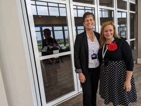 Sherri Monroe, Executive Director, AMGTA (left) with Kimberly Gibson, Ecosystem Director, America Makes at MMX 2023 // Image: Author