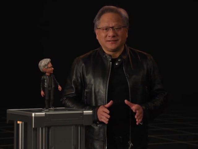 NVIDIA CEO Jensen Huang and his AI-powered avatar, Tiny Jensen. (Source: NVIDIA.)